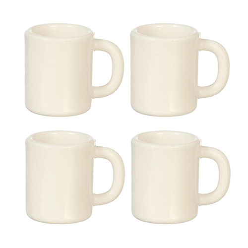 Lg White Mugs/Set/4